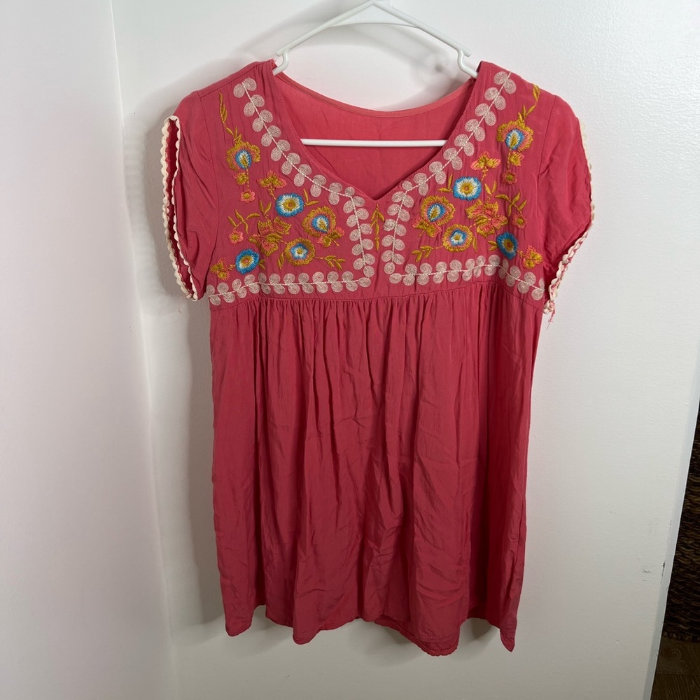 Pink embroidered shirt